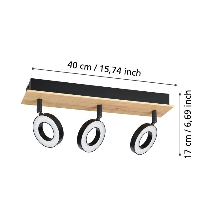 Eglo Rieveles opbouwspot 3x4,2W hout/zwart