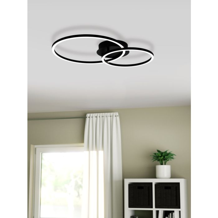 Eglo Palmaves 2 LED plafondlamp zwart/wit 1200lm 3000K