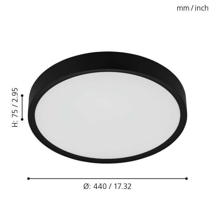 Eglo Musurita LED plafondlamp 440mm zwart 600lm 3000K