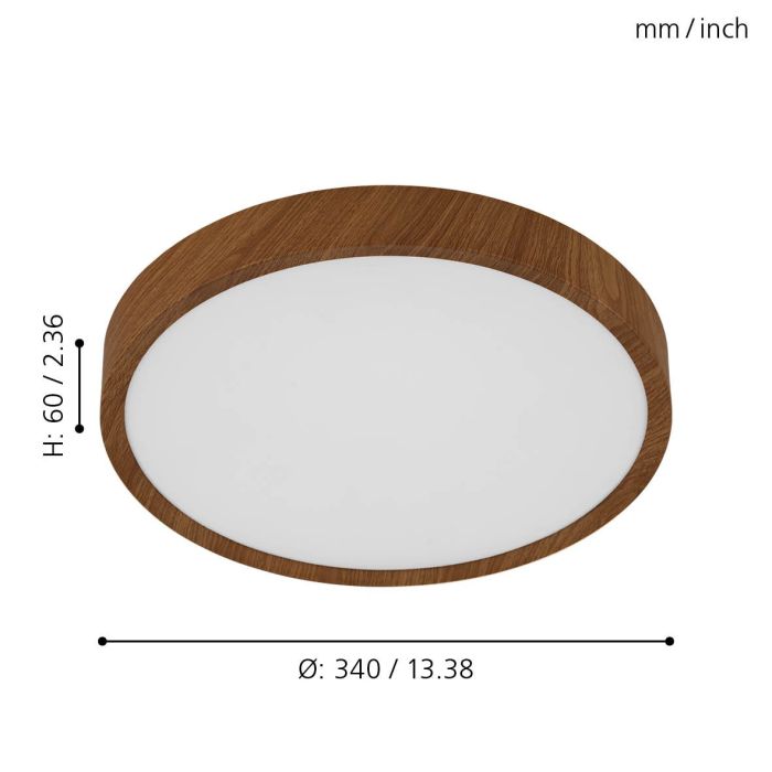 Eglo Musurita LED opbouw 340mm hout 1600lm 3000K