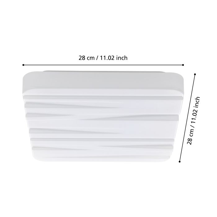 Eglo Ferentino plafondlamp 28x28cm staal wit 1100lm 3000K