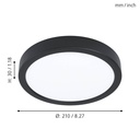 Eglo Fueva 5 LED opbouwarmatuur 210mm zwart 2100lm 4000K