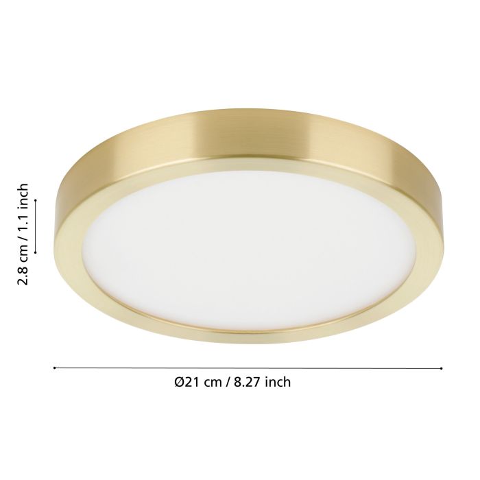 Eglo Fueva 5 LED opbouwarmatuur 210mm geel-koper geborst. 2000lm 3000K