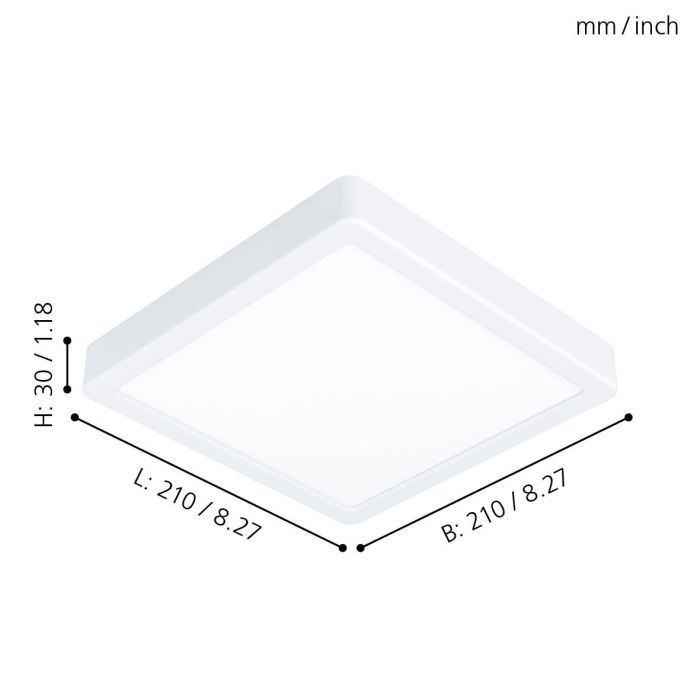 Eglo Fueva 5 LED opbouwarmatuur 210x210mm wit 2000lm 3000K