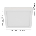 Eglo Fueva 5 LED opbouwarmatuur 210x210mm wit dimbaar 2000lm 3000K