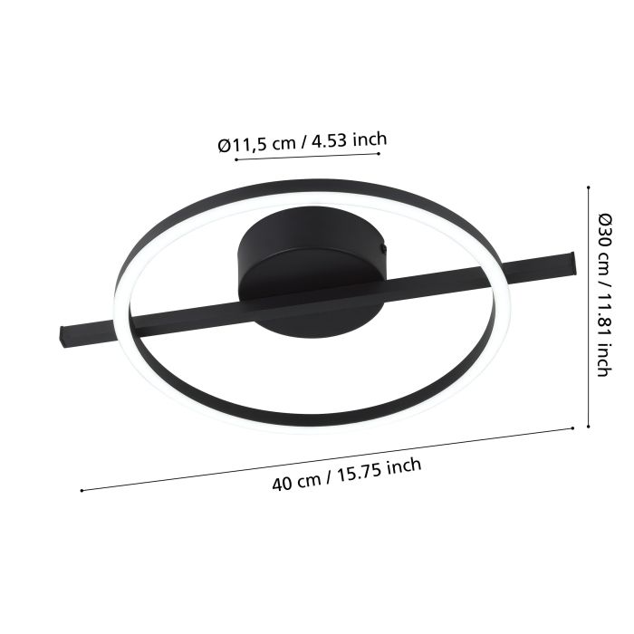 Eglo Amandolo LED opbouwarmatuur rond 400mm zwart 1900lm 2700-6500K