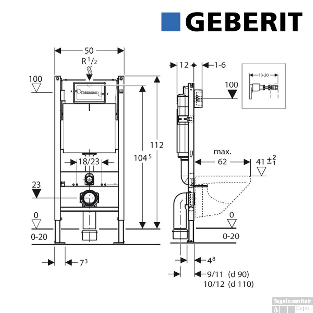 Geberit duofix Delta UP100 zonder afdrukplaat