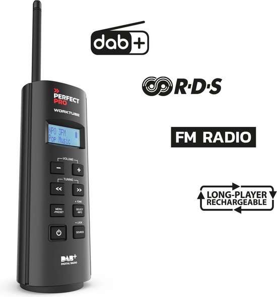 PerfectPro Worktube bouwradio oplaadbaar DAB+ bluetooth