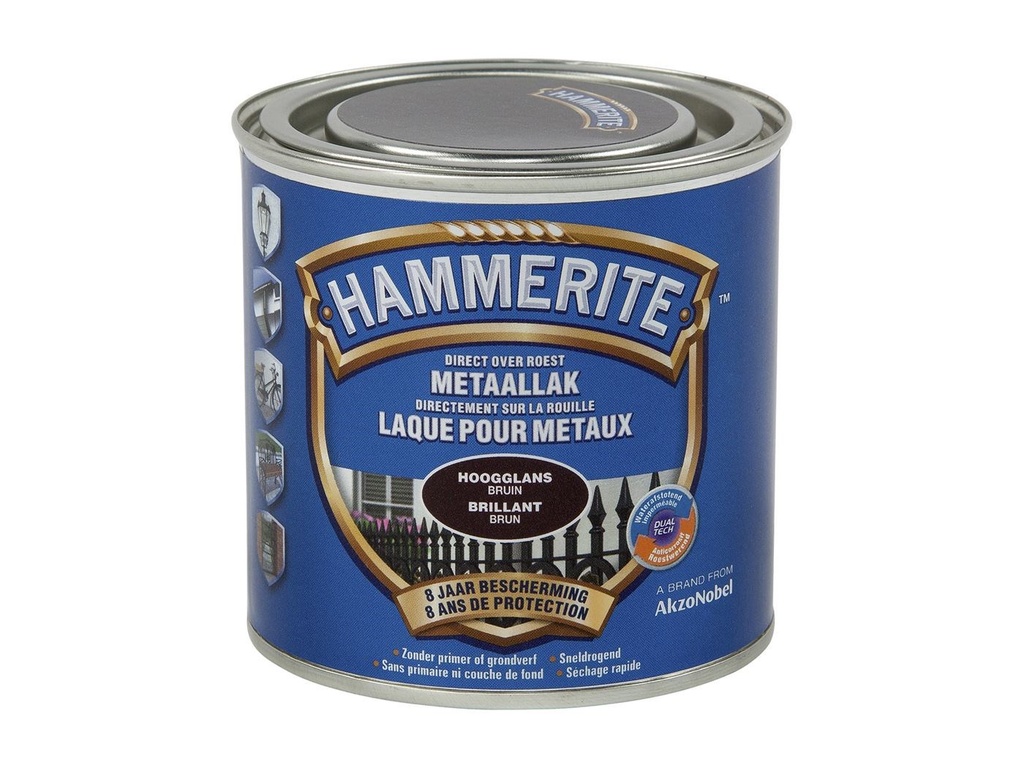 Hammerite hoogglanslak bruin 250ml