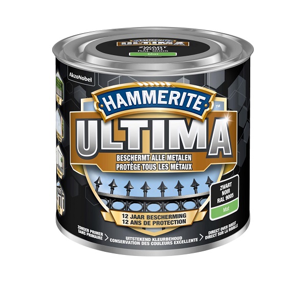 Hammerite ultima mat zwart / 9005 250ml