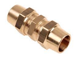 Gas-klemkoppeling recht messing 22x22mm