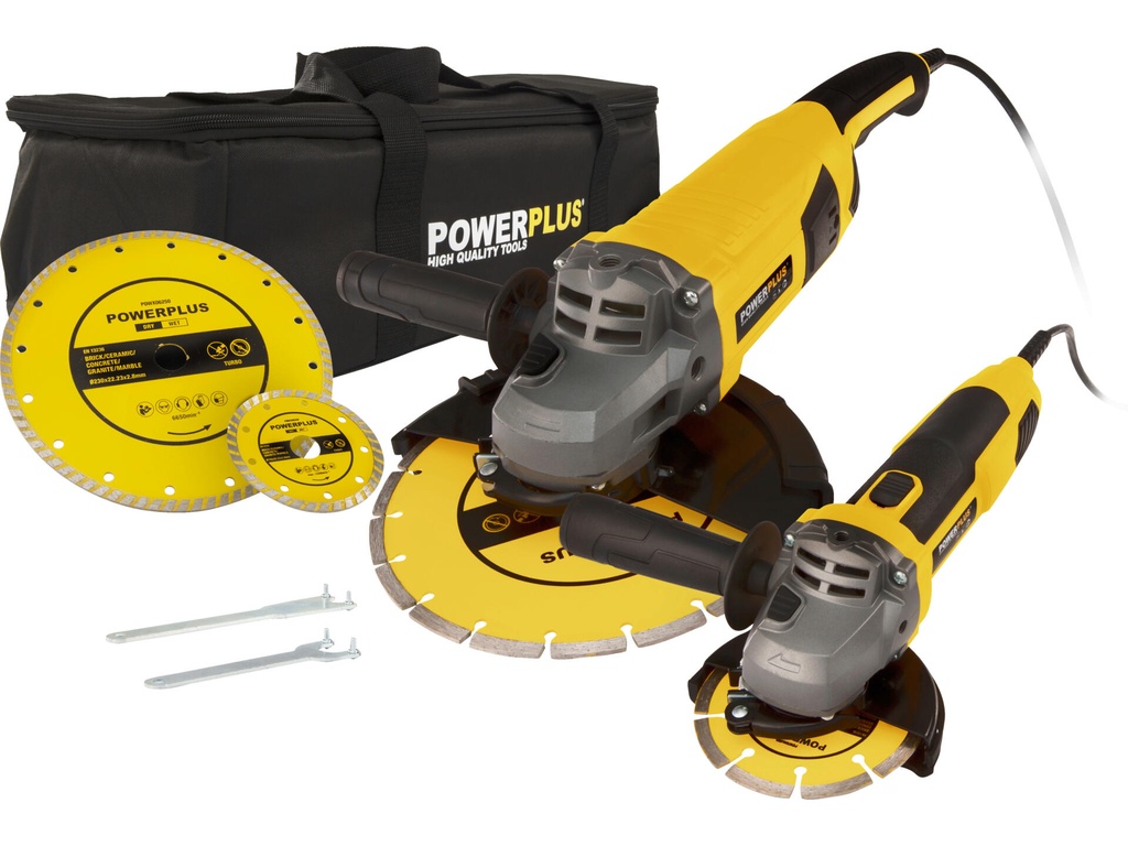 Powerplus haakse slijper set 2000W + 750W