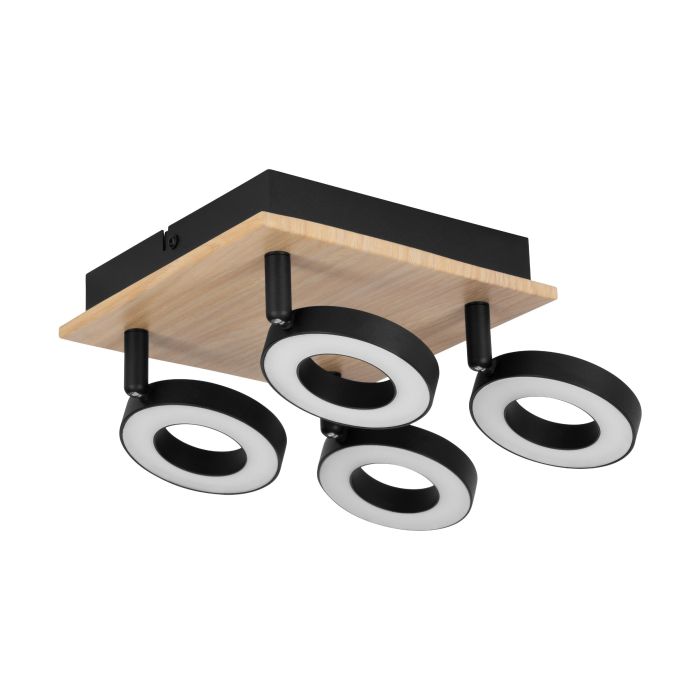 Eglo Rieveles opbouwspot 4x4,2W hout/zwart