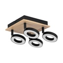 Eglo Rieveles opbouwspot 4x4,2W hout/zwart