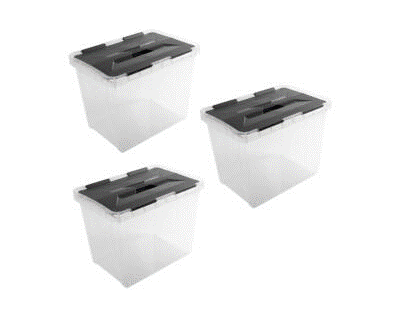 Onyx opbergbox 40L transp/antraciet (3st)