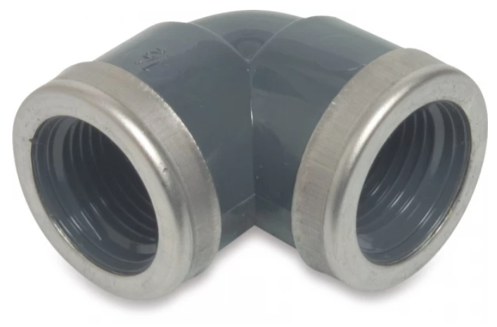 Druk PVC bocht 5/4 x 5/4 - 90° met verstevigingsring