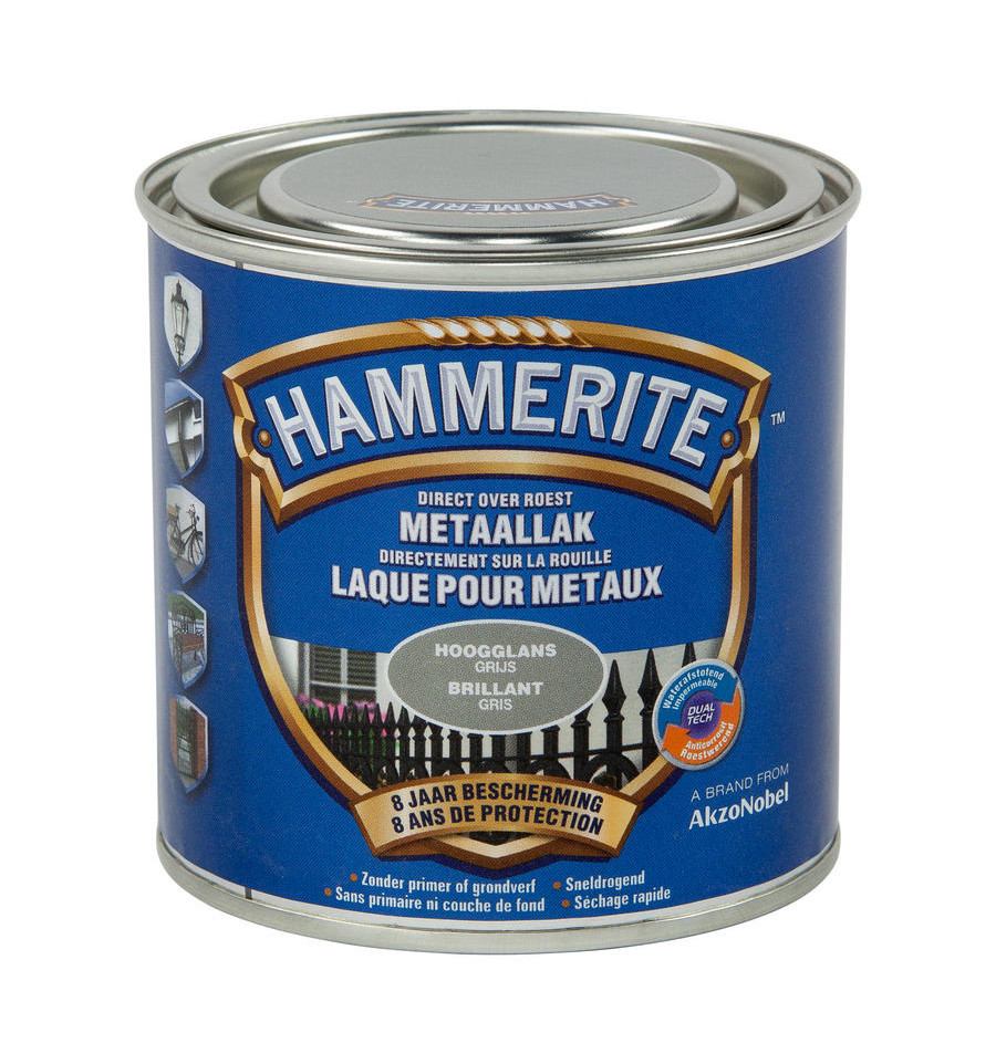 Hammerite hoogglanslak grijs 250ml