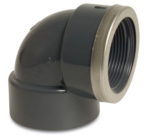 Druk PVC bocht 25mm x 3/4F met verstevigingsring