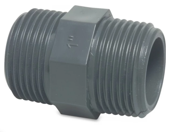 Druk PVC dubbele nippel 4/4